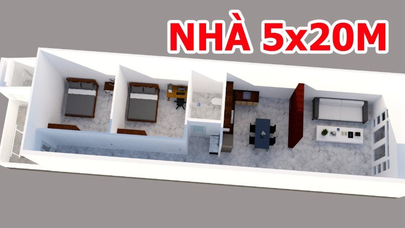 Bản vẽ nhà cấp 4 520 2 phòng ngủ tiện nghi  Cốp Pha Việt