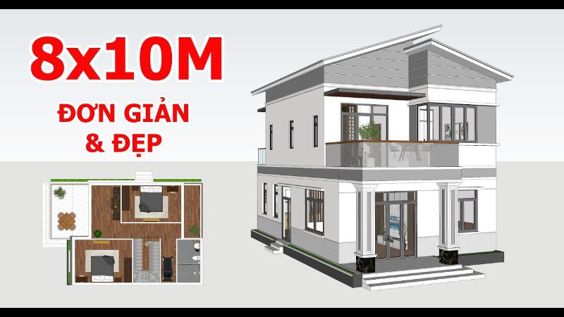 Mẫu thiết kế nhà hình vuông 2 tầng mái thái đẹp nhất Việt Nam T06/2022