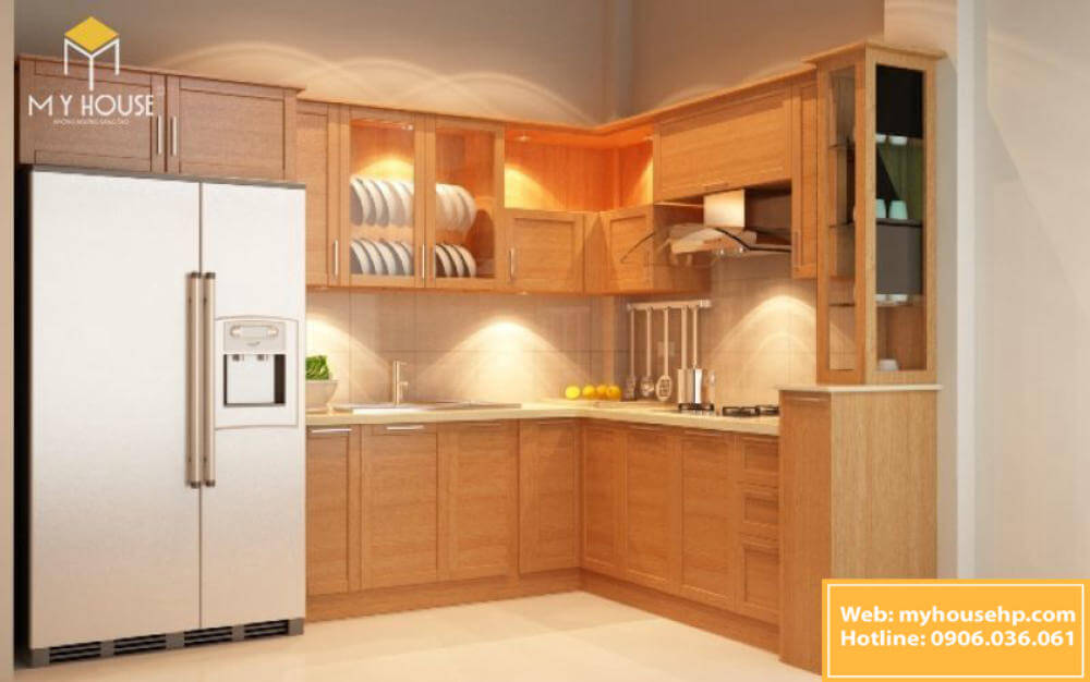 Tủ bếp bằng gỗ Sồi đòi hỏi quá trình gia công phức tạp, tay nghề người thợ